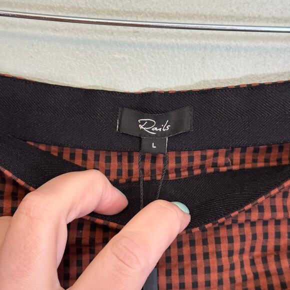 Rails Luci Russet Gingham Midi Skirt Womens Large Brown Side Slit Seersucker NWT - Picture 7 of 9